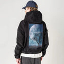 moonblues patch on male retro cord hoodie in onyx