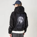 moonlightfelines patch on male retro cord hoodie in onyx