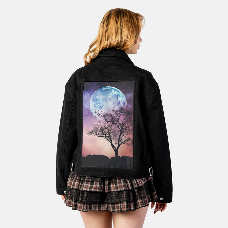 moontree patch on female atelier canvas jacket in nightfall