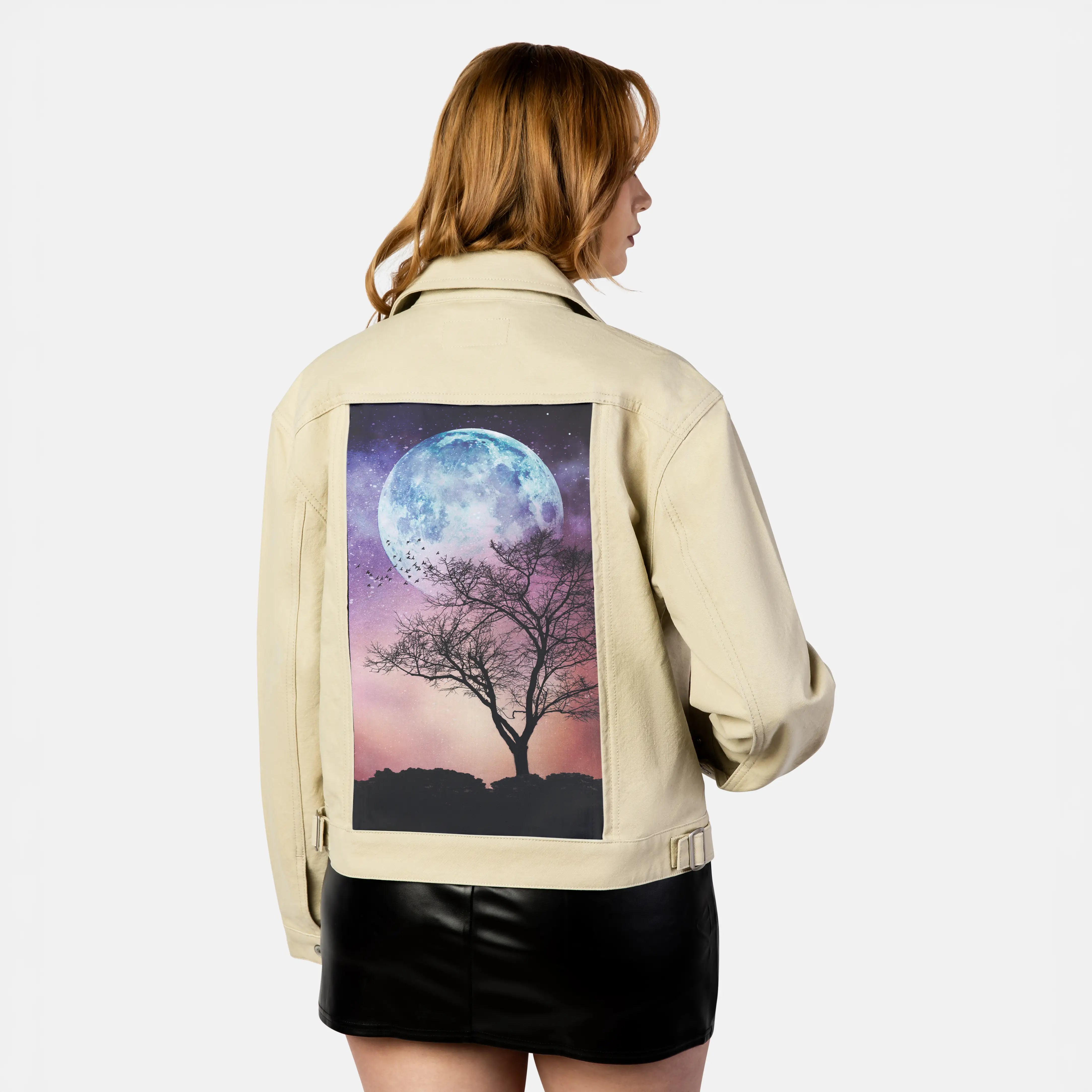 moontree patch on female atelier canvas jacket in tan
