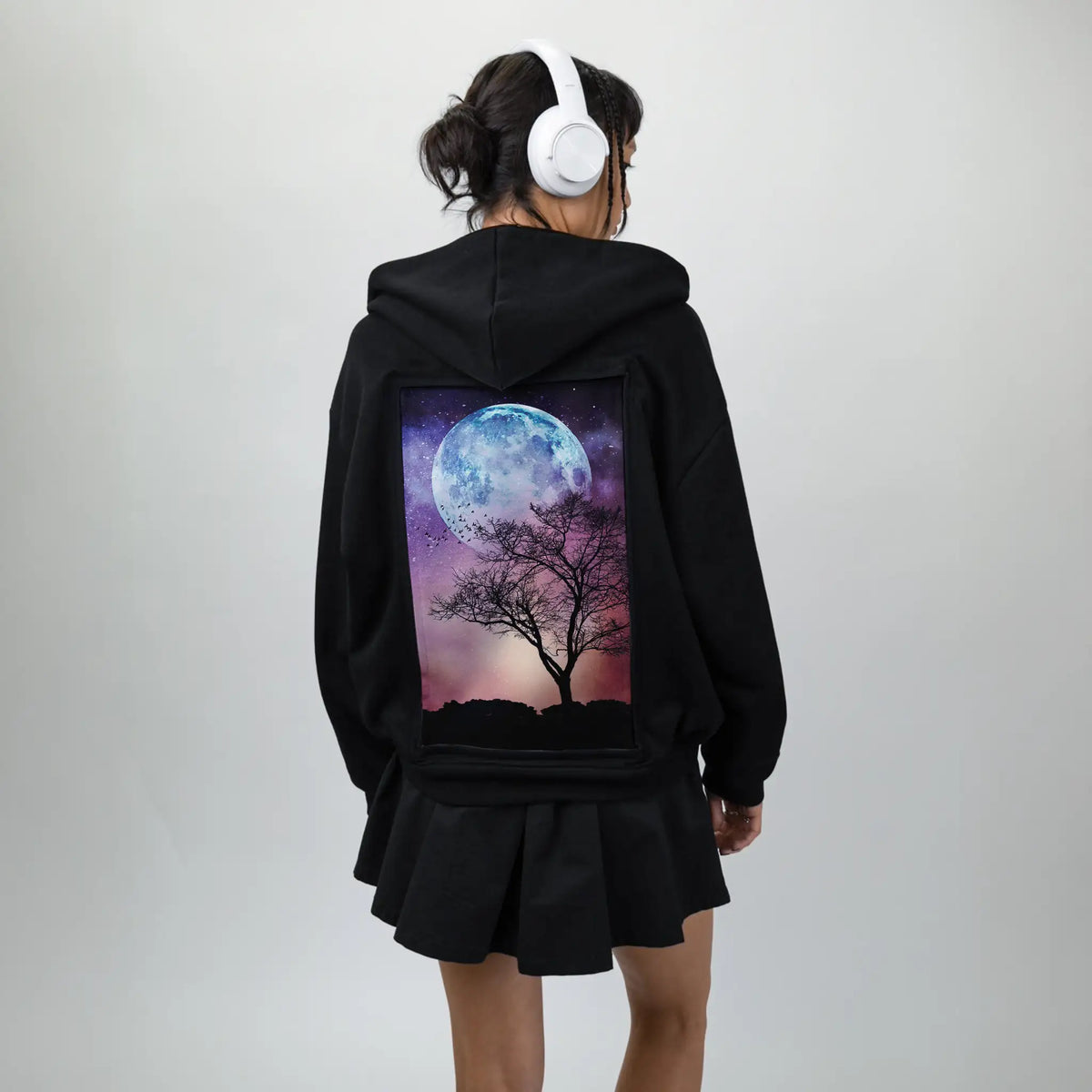moontree patch on female essential zip hoodie in after hours
