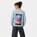 moontree patch on female og denim jacket in oceanside