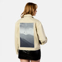 morningflight patch on female atelier canvas jacket in tan