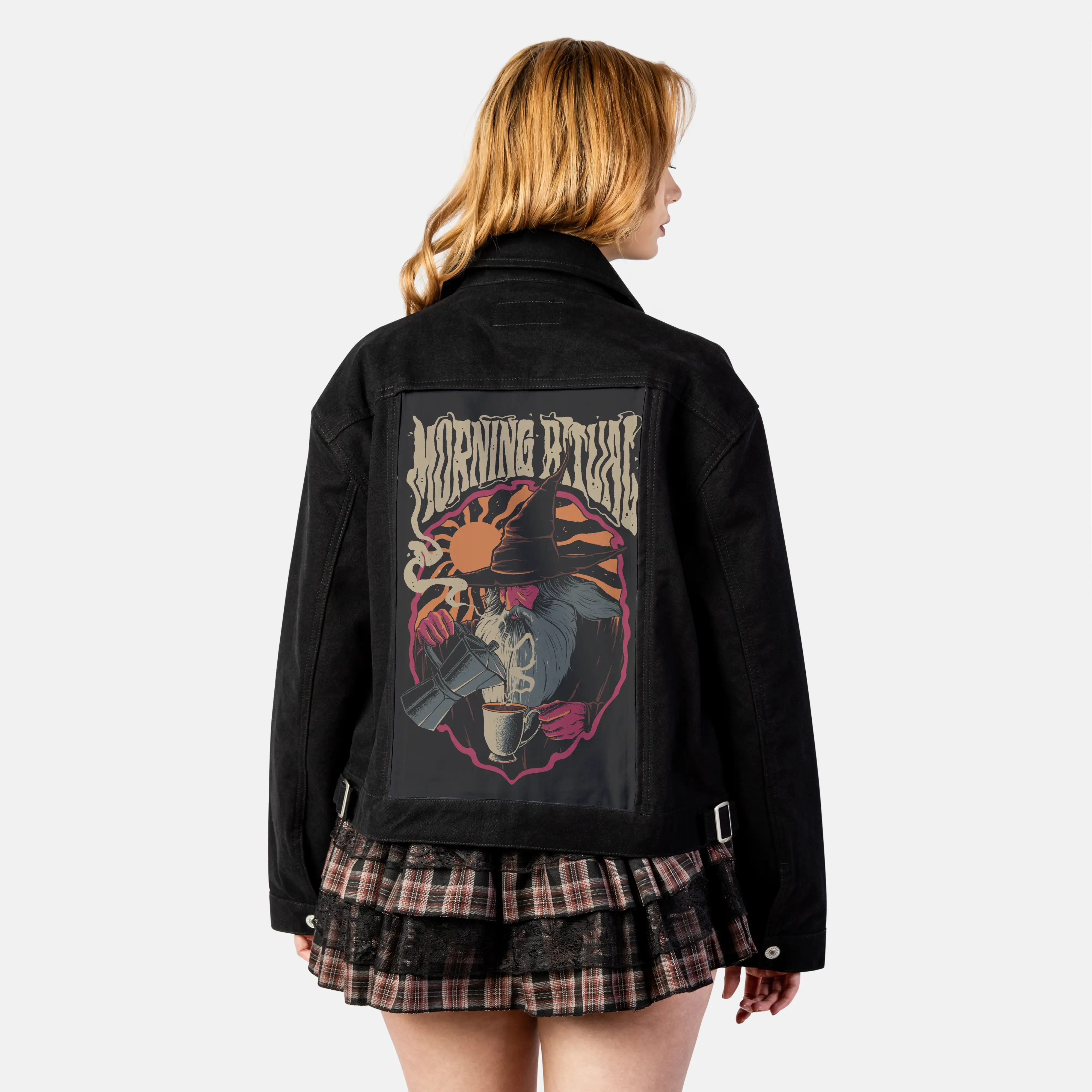 morningritual patch on female atelier canvas jacket in nightfall