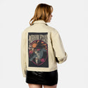 morningritual patch on female atelier canvas jacket in tan