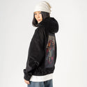 morningritual patch on female retro cord hoodie in onyx