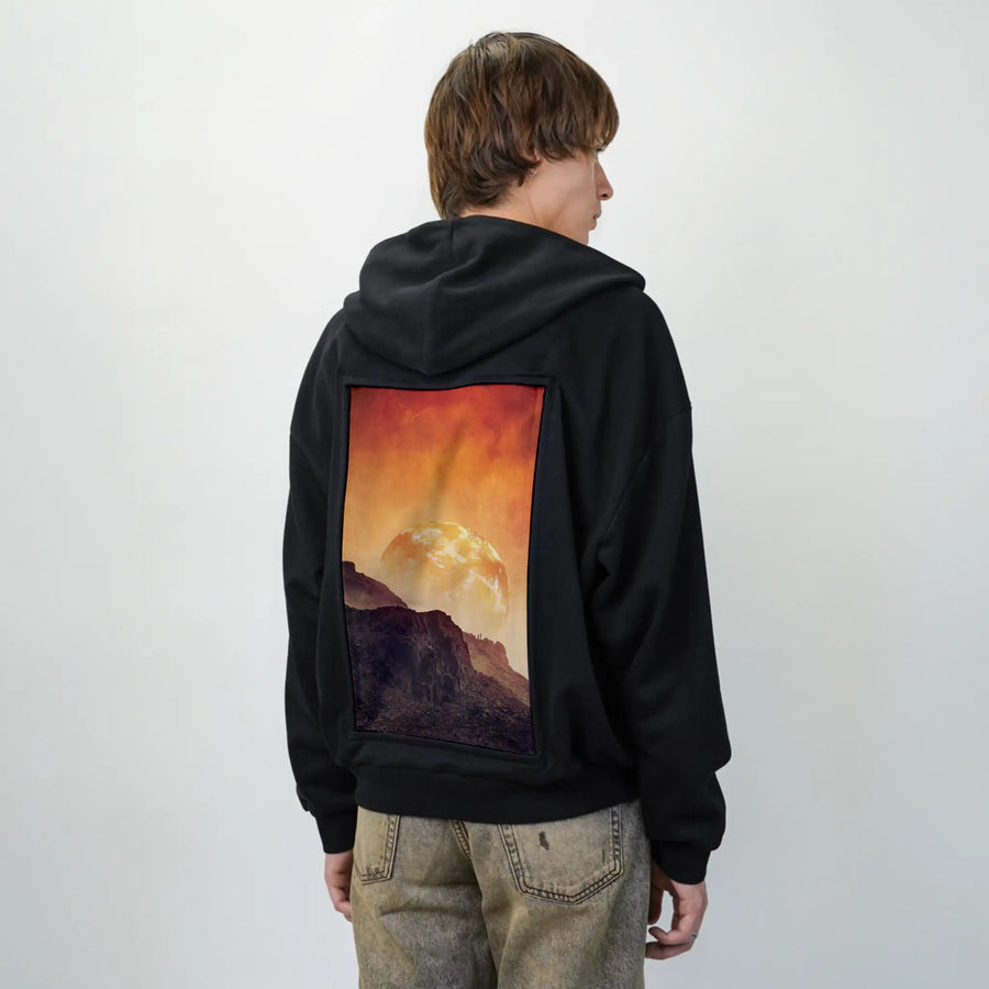 mountainsonmars patch on male essential zip hoodie in after hours