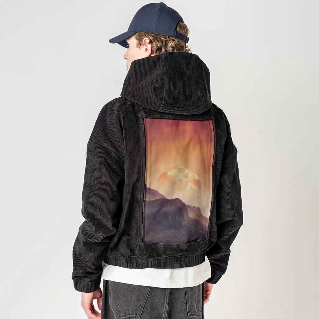 mountainsonmars patch on male retro cord hoodie in onyx