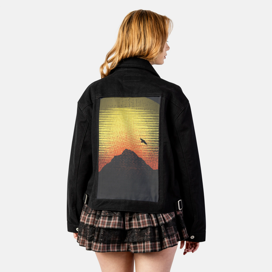 mountainsunset patch on female atelier canvas jacket in nightfall