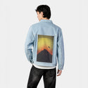 mountainsunset patch on male og denim jacket in oceanside