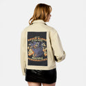 multiplepersonalities patch on female atelier canvas jacket in tan