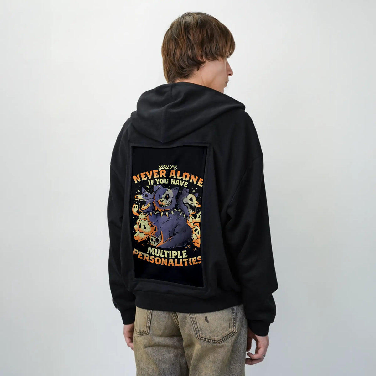 multiplepersonalities patch on male essential zip hoodie in after hours