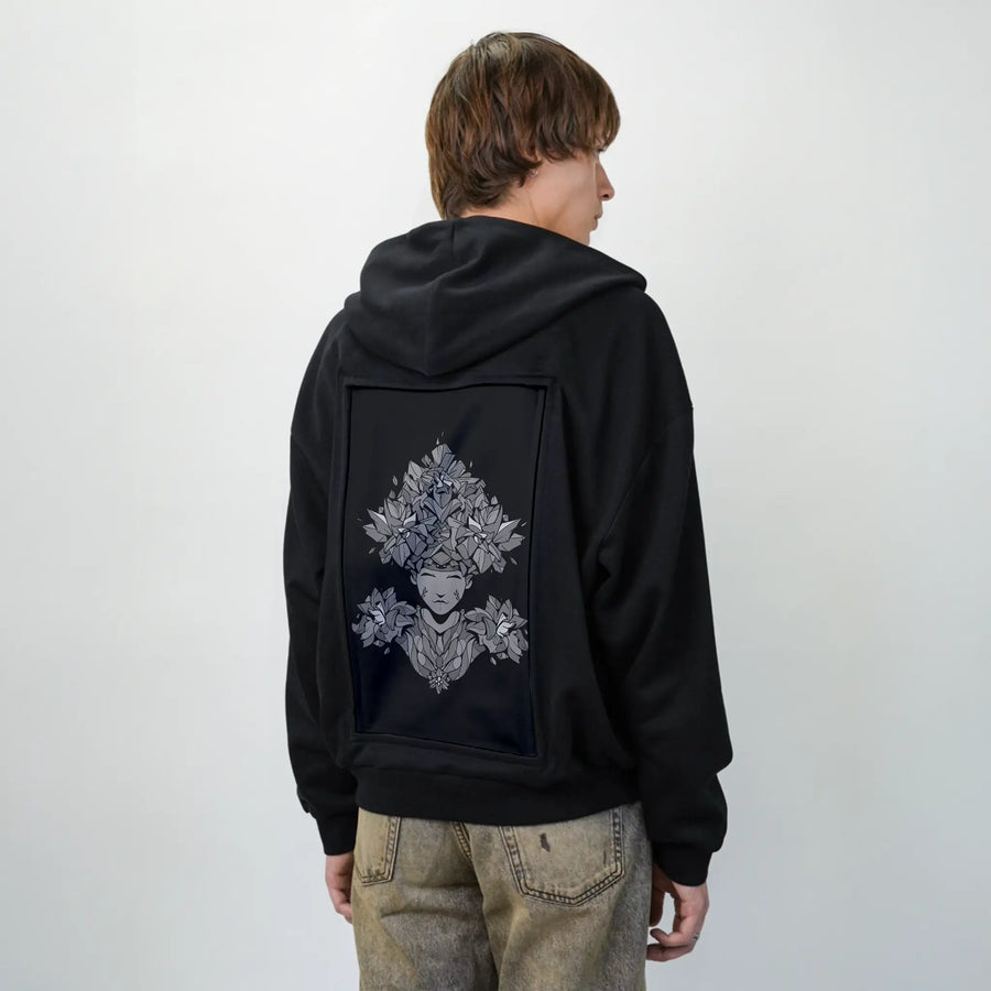 murgaii patch on male essential zip hoodie in after hours