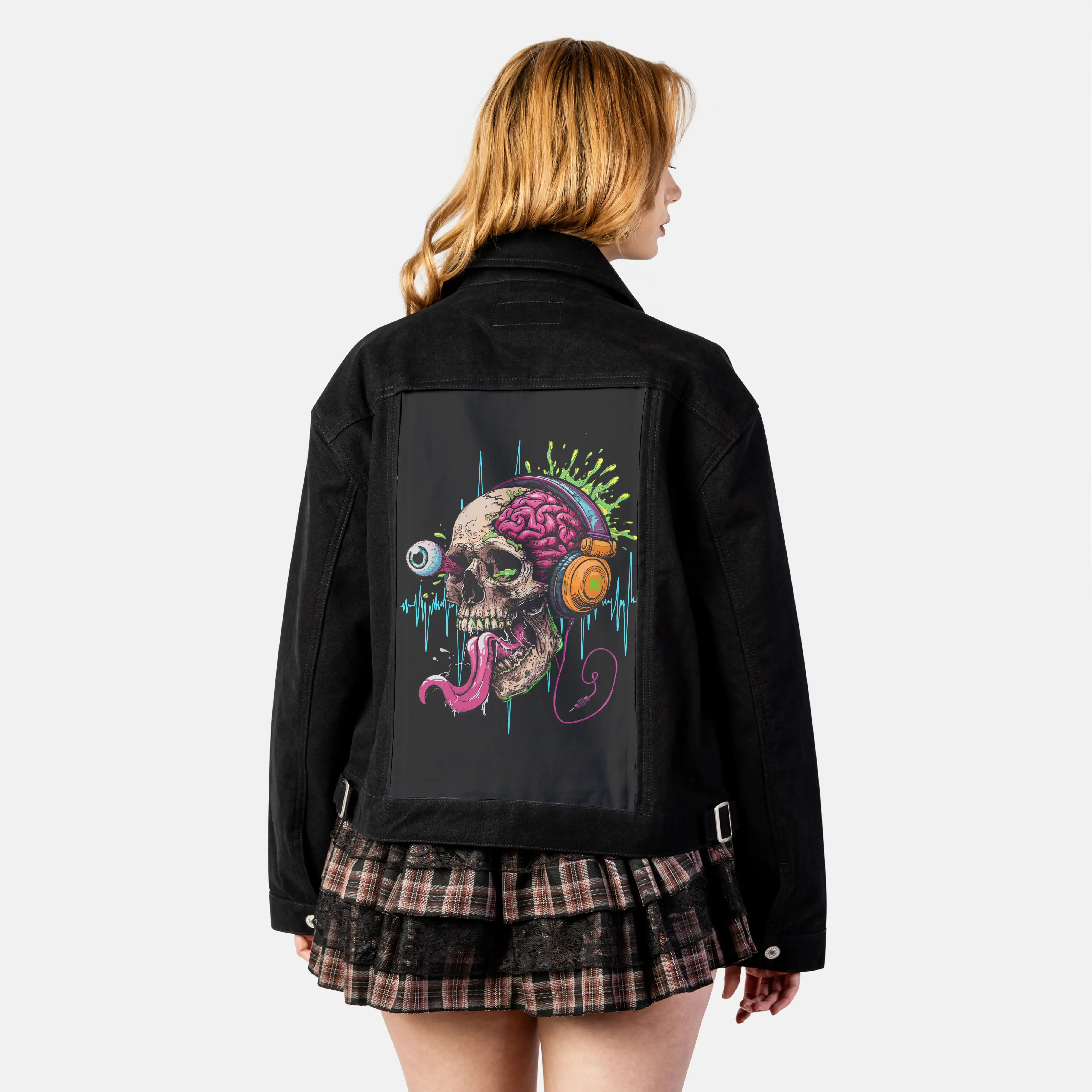 musicbeat patch on female atelier canvas jacket in nightfall