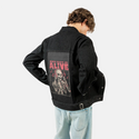 musickeepsmealive patch on male og denim jacket in raven