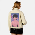 mydoodles patch on female atelier canvas jacket in tan