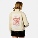 nagaremushi patch on female atelier canvas jacket in tan