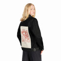 nagaremushi patch on female og denim jacket in raven