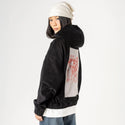 nagaremushi patch on female retro cord hoodie in onyx