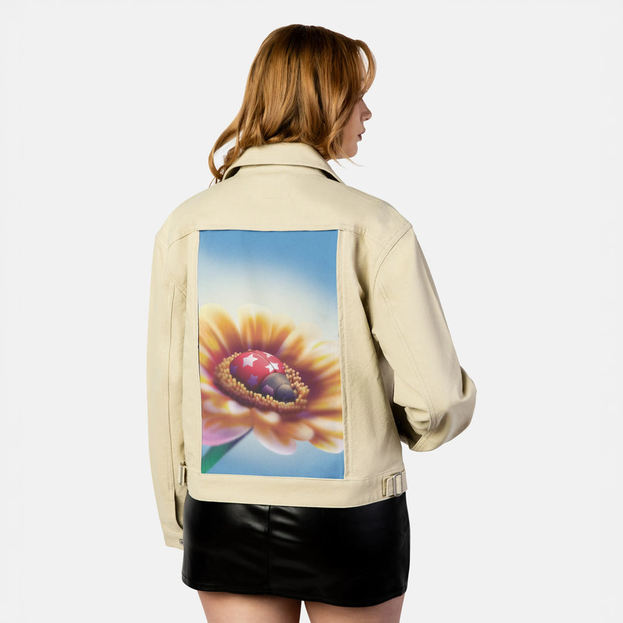 naptime patch on female atelier canvas jacket in tan