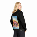 naptime patch on female og denim jacket in raven