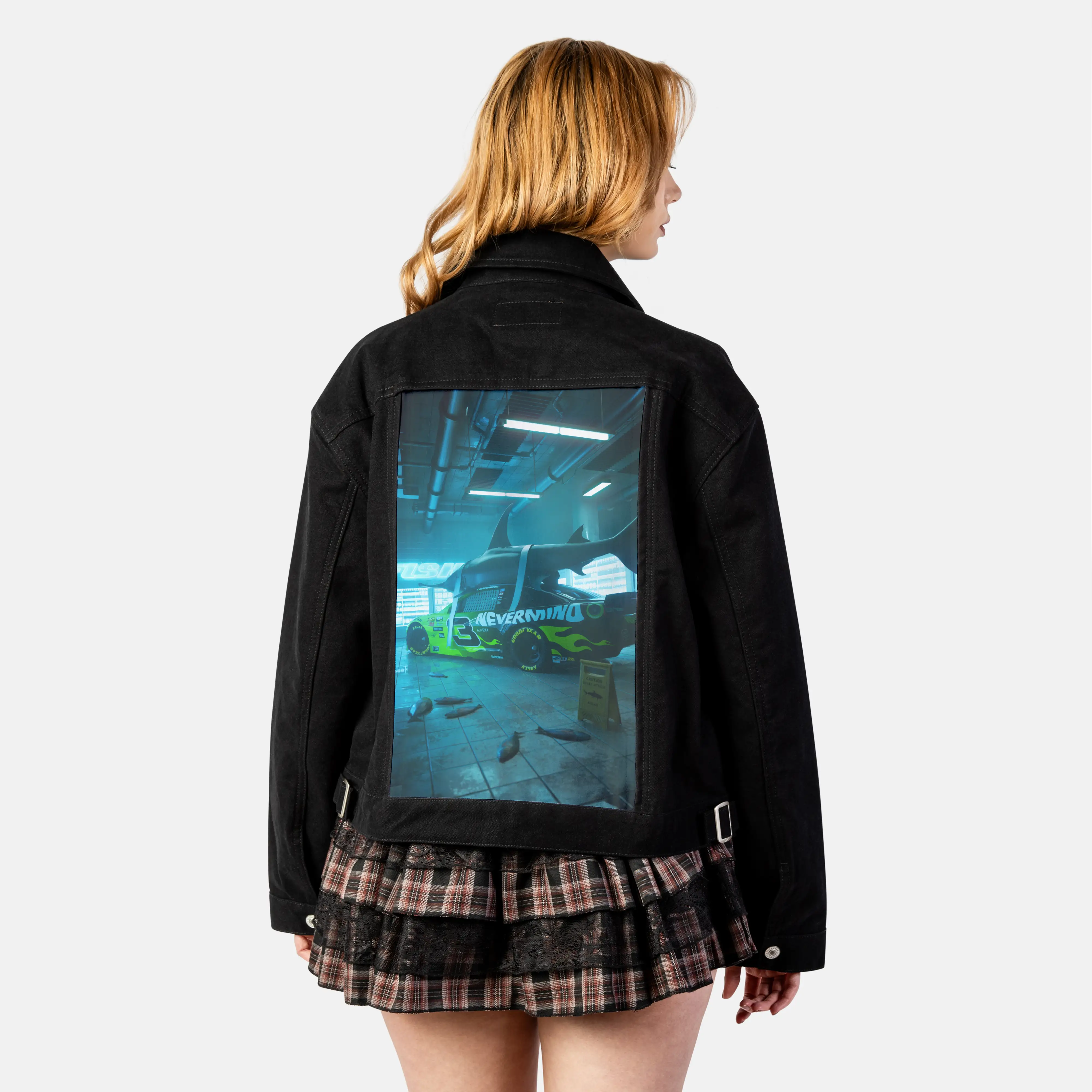 nascarshark patch on female atelier canvas jacket in nightfall