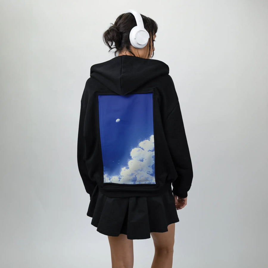 natsukumo patch on female essential zip hoodie in after hours