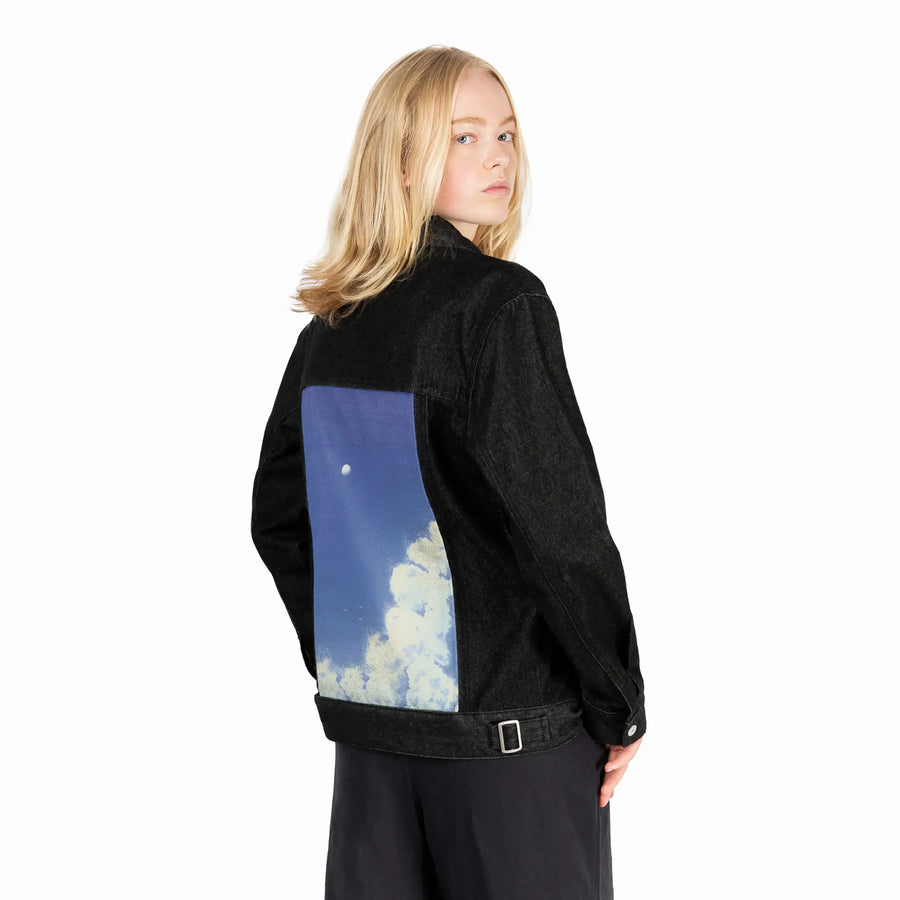 natsukumo patch on female og denim jacket in raven