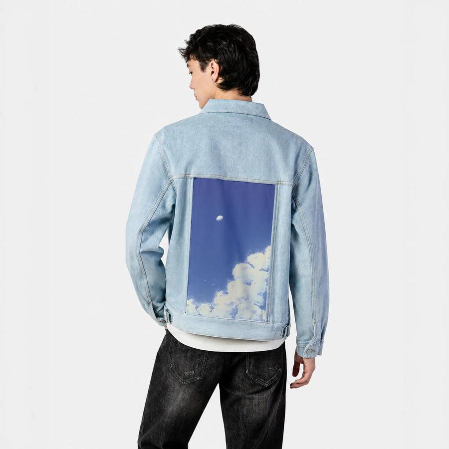 natsukumo patch on male og denim jacket in oceanside