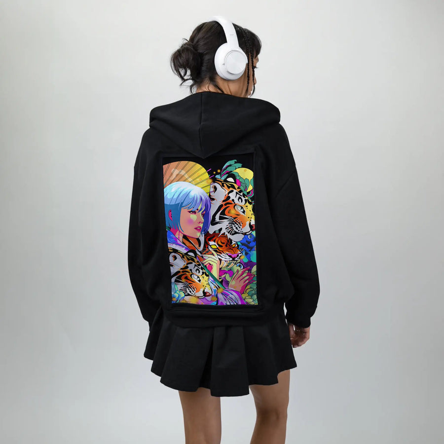 naturepop patch on female essential zip hoodie in after hours