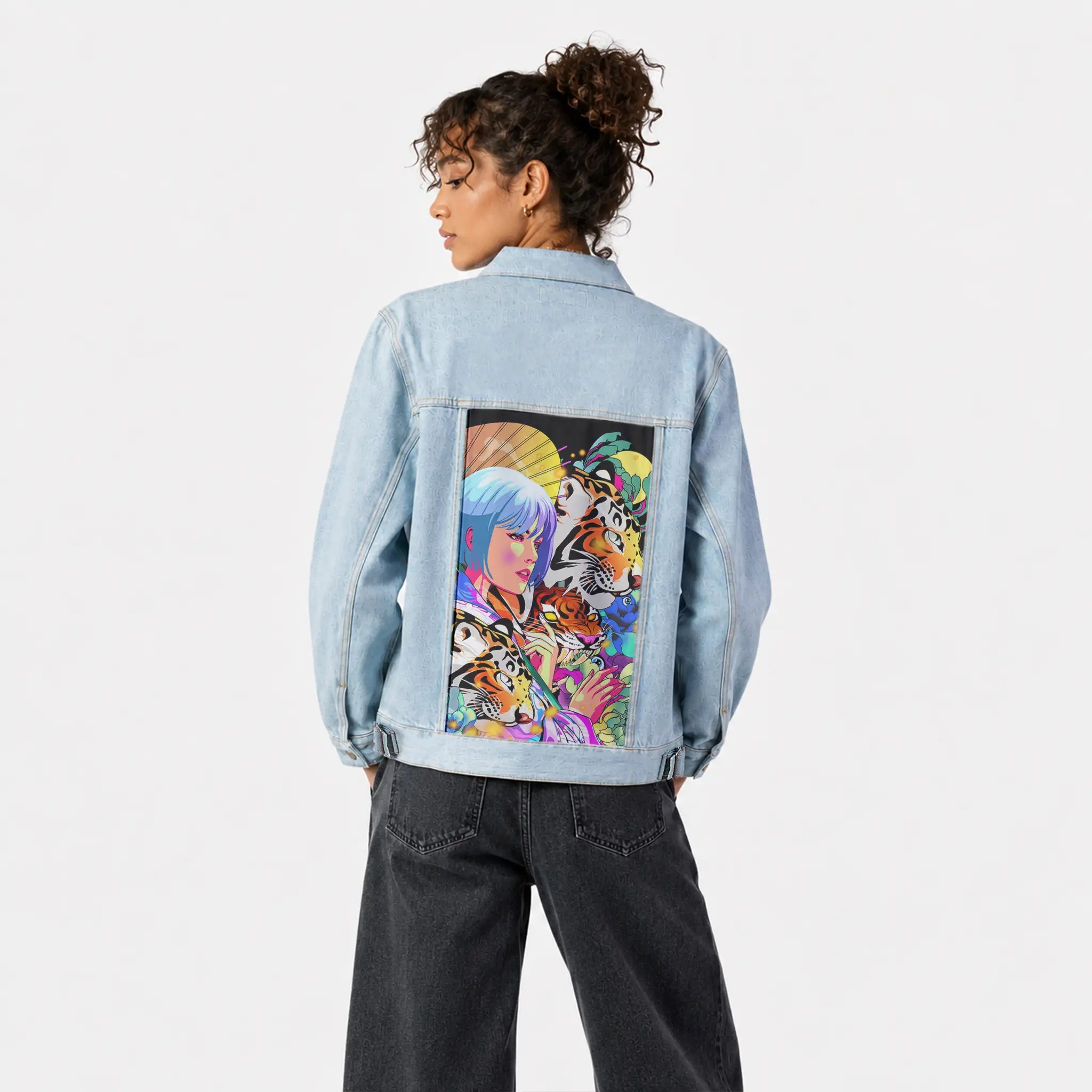 naturepop patch on female og denim jacket in oceanside