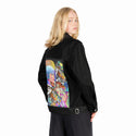 naturepop patch on female og denim jacket in raven