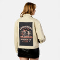 naughtylist patch on female atelier canvas jacket in tan