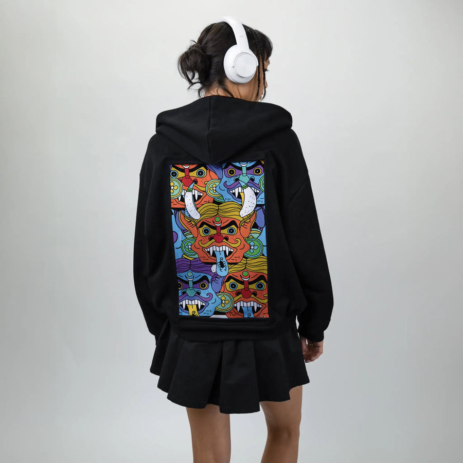 nazarbattu patch on female essential zip hoodie in after hours