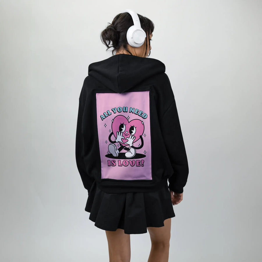 needinglove patch on female essential zip hoodie in after hours