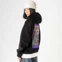 neighbors patch on female retro cord hoodie in onyx