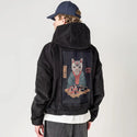 nekocatsushibar patch on male retro cord hoodie in onyx