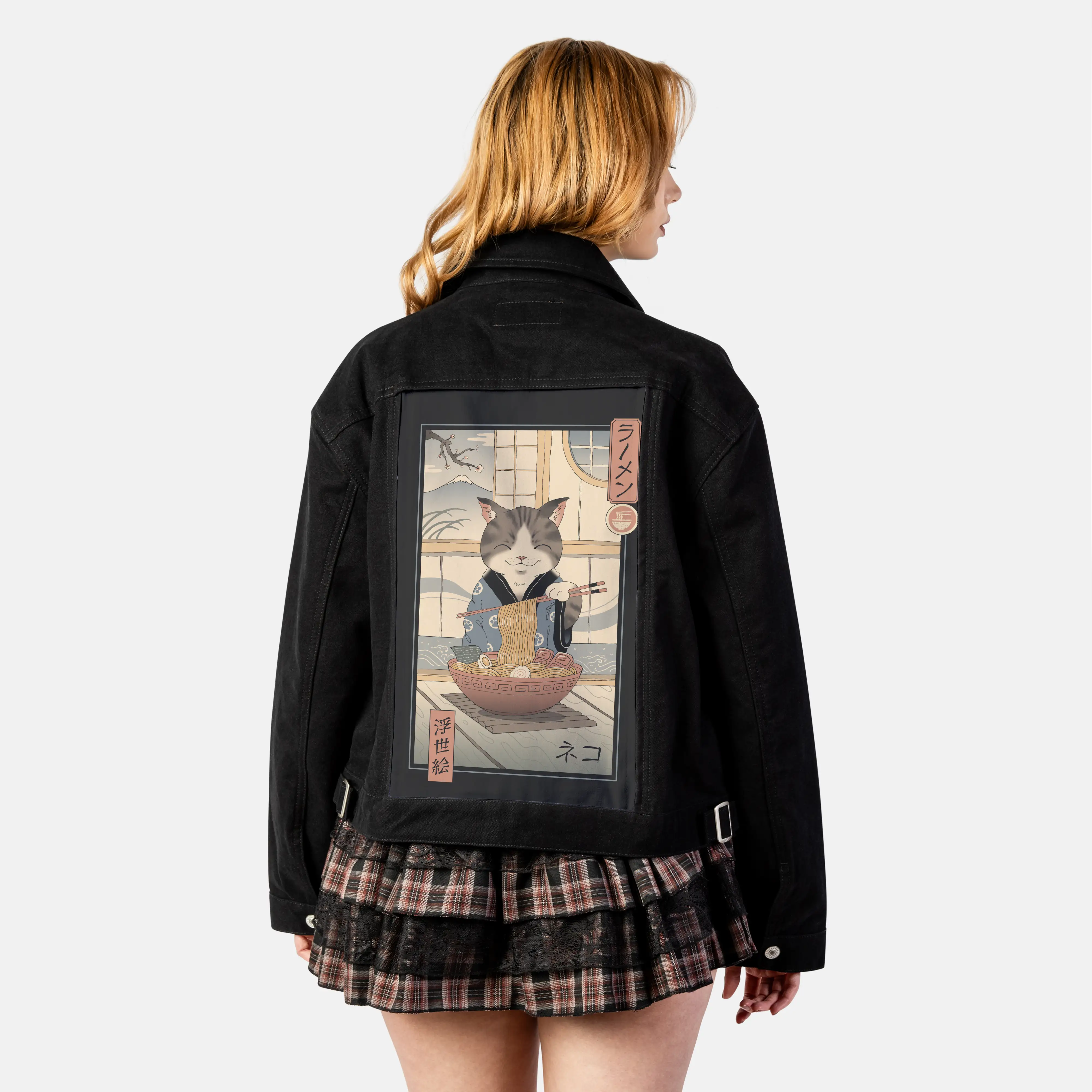 nekoramenukiyoe patch on female atelier canvas jacket in nightfall