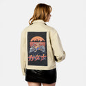 neokyotobikeslide patch on female atelier canvas jacket in tan
