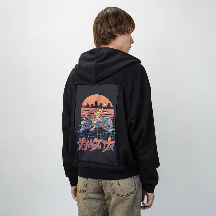 neokyotobikeslide patch on male essential zip hoodie in after hours