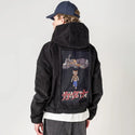 neomeowstercatana patch on male retro cord hoodie in onyx