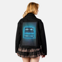 neoncassette patch on female atelier canvas jacket in nightfall