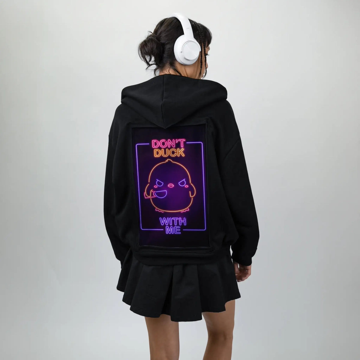 neondontduckwithme patch on female essential zip hoodie in after hours