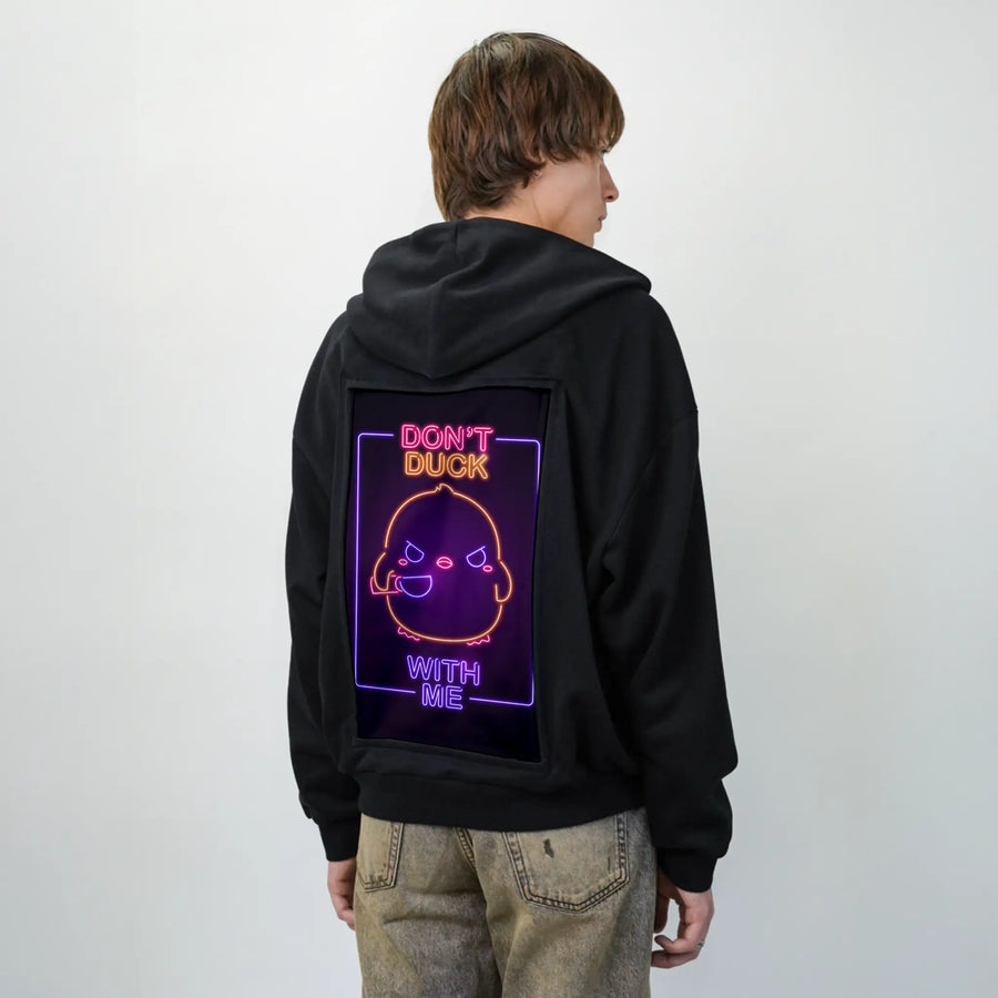neondontduckwithme patch on male essential zip hoodie in after hours