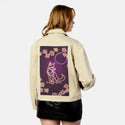 neonfox patch on female atelier canvas jacket in tan