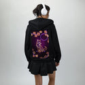 neonfox patch on female essential zip hoodie in after hours