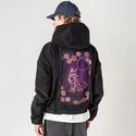 neonfox patch on male retro cord hoodie in onyx