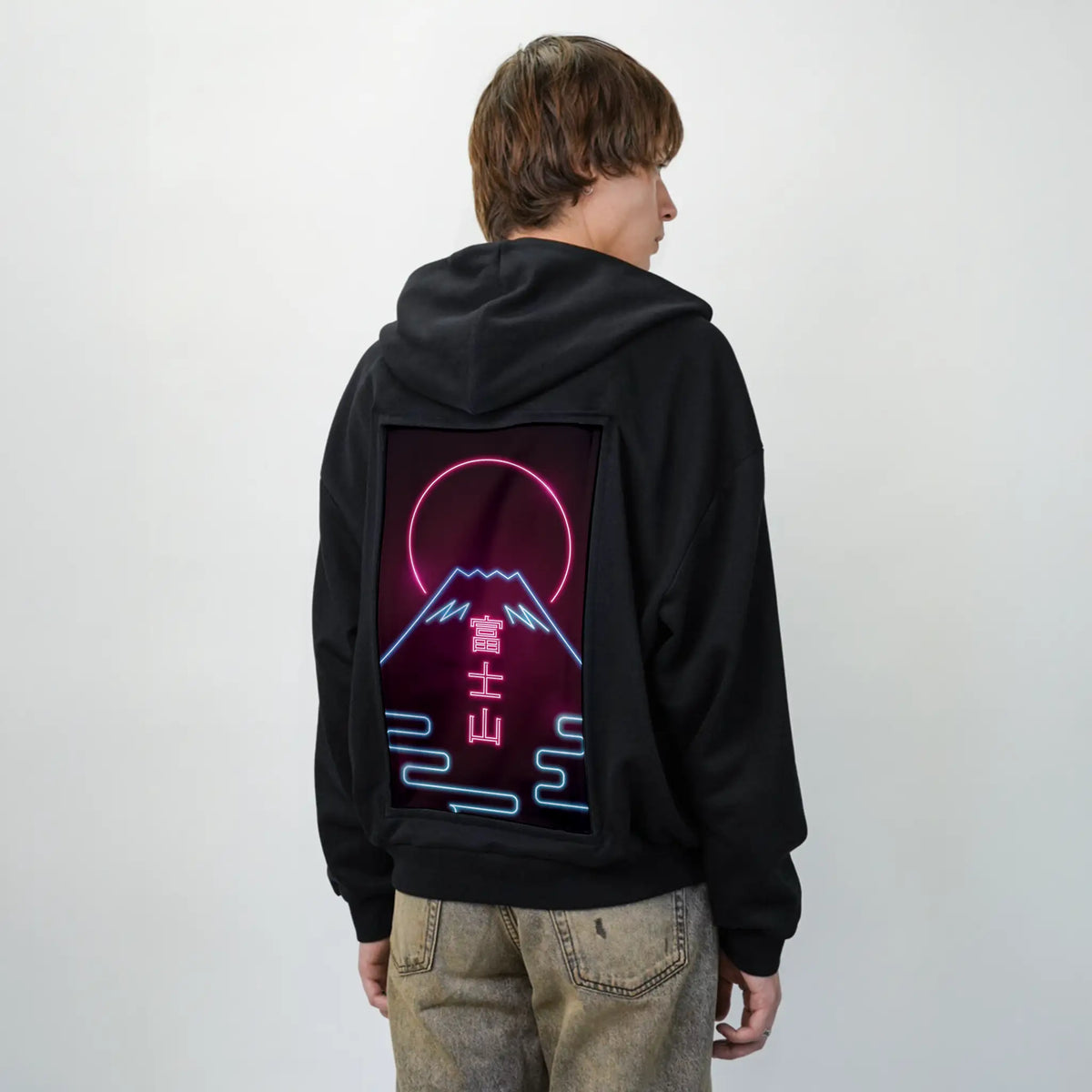 neonfuji patch on male essential zip hoodie in after hours