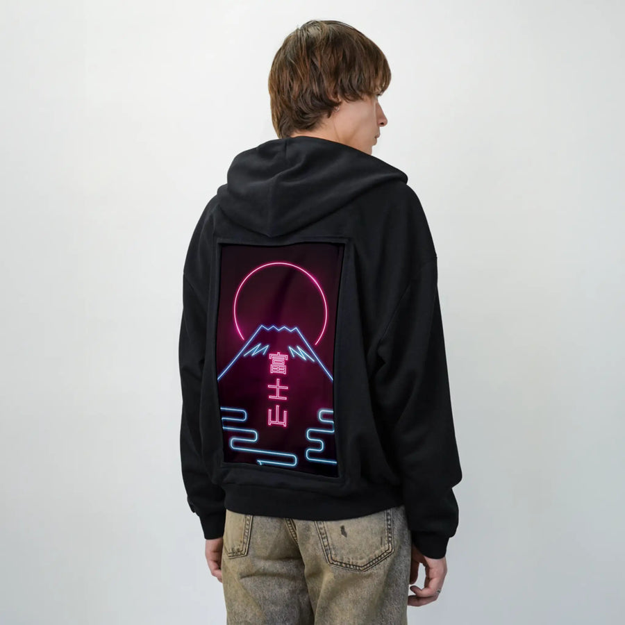 neonfuji patch on male essential zip hoodie in after hours