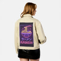 neonkawaiiramen patch on female atelier canvas jacket in tan